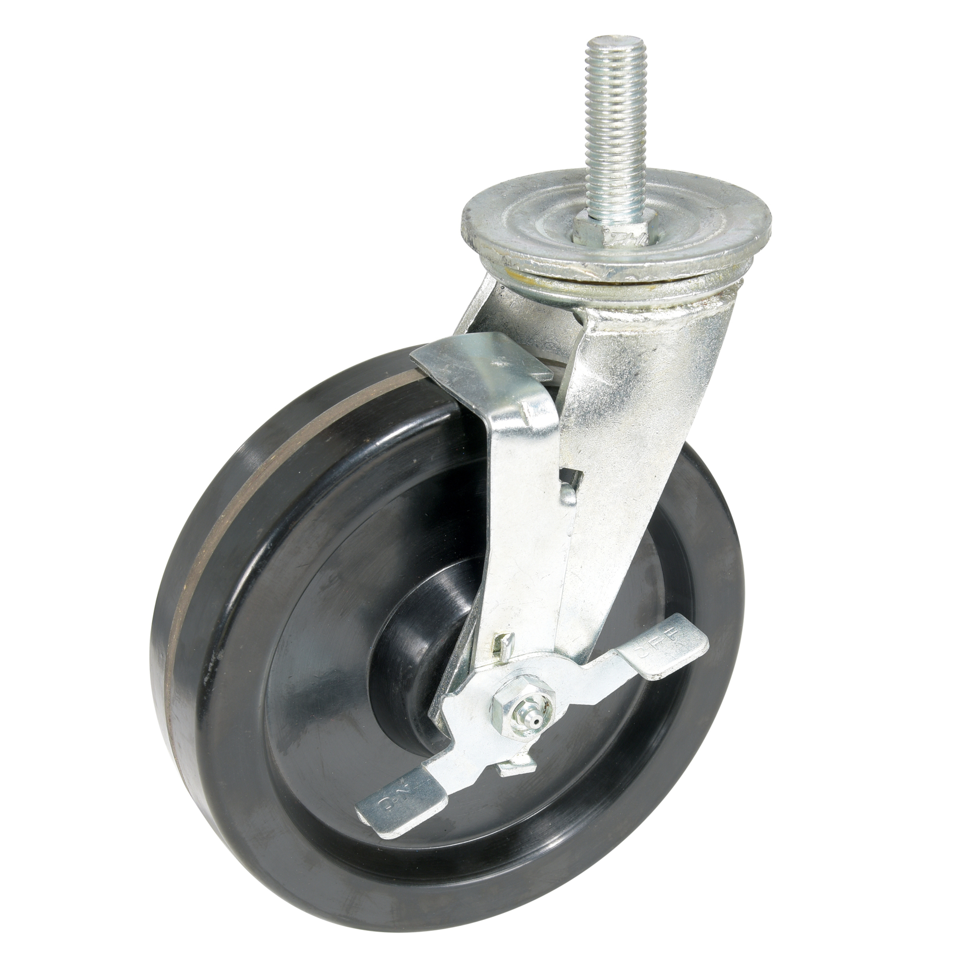 Vestil Phenolic Stem Swivel Caster with Side Brake — 8in. dia. x 2in. Width, 1300-Lb. Capacity, Black/Silver, Model# CST-VE-8X2PH-STS-BR